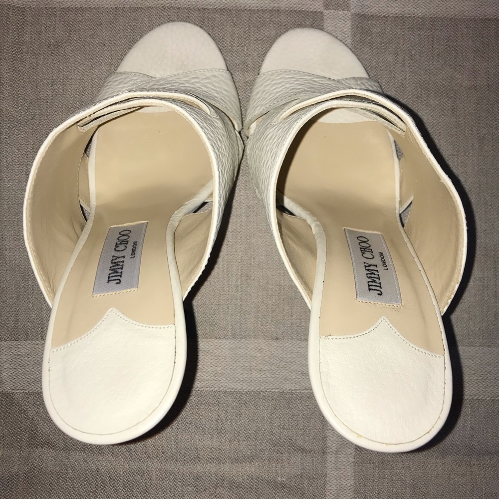 Jimmy Choo Off-white Grainy Leather High Heel Mule